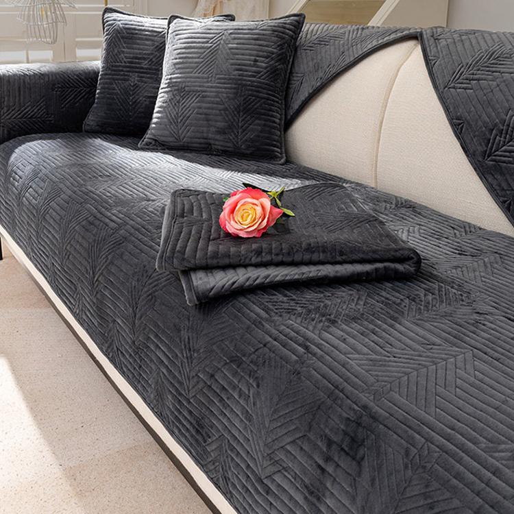 Textured Flannel Sofa Cover — fabric and styling detail