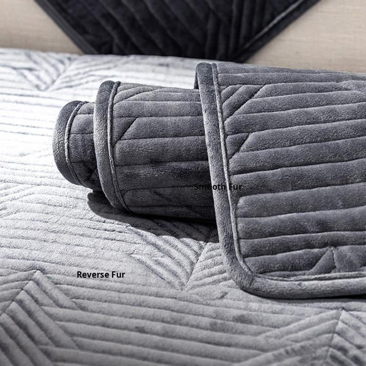 Textured Flannel Sofa Cover — fabric and styling detail