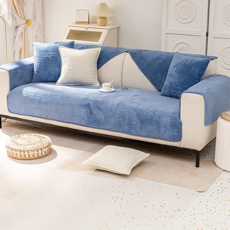 Textured Flannel Sofa Cover — fabric and styling detail