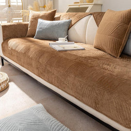 Camel sofa cover — Textured Flannel Sofa Cover