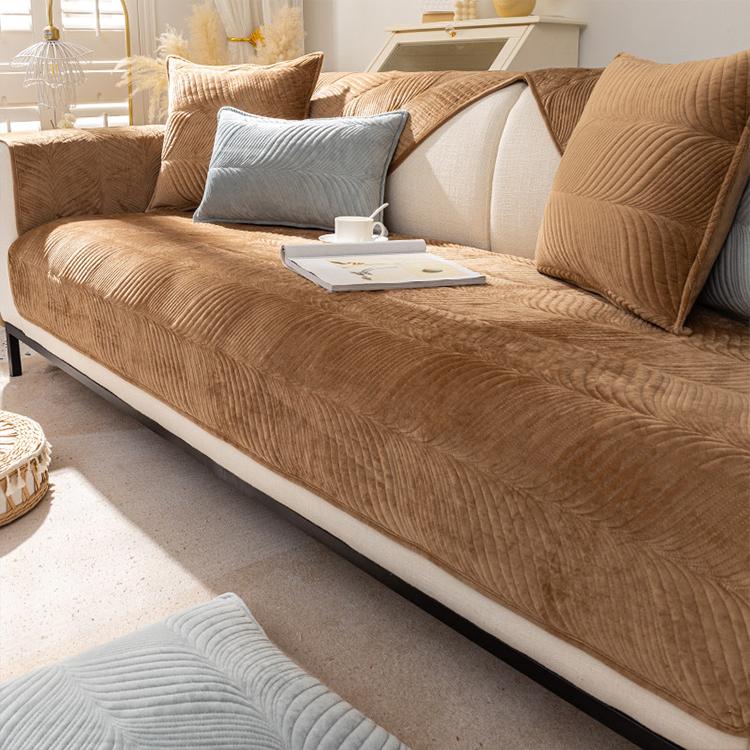 Camel sofa cover — Textured Flannel Sofa Cover