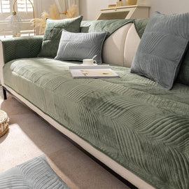 Green sofa cover — Textured Flannel Sofa Cover