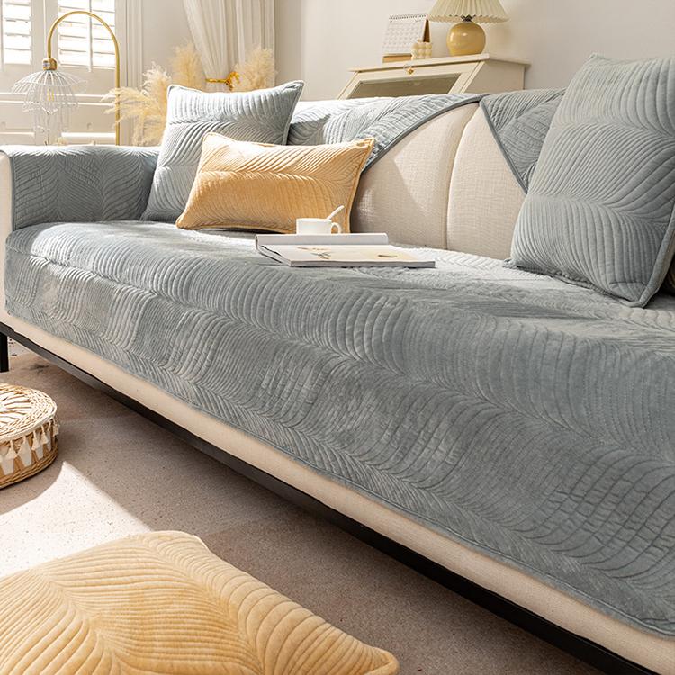Gray sofa cover — Textured Flannel Sofa Cover