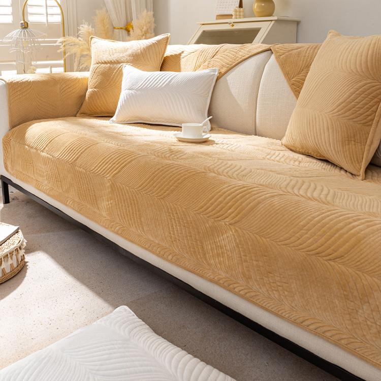 Khaki sofa cover — Textured Flannel Sofa Cover