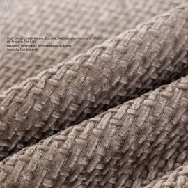 Textured Chenille Sofa Cover with Contrast Trim — fabric and styling detail