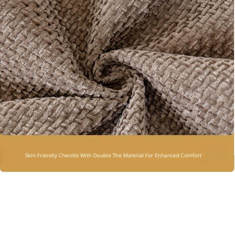 Textured Chenille Sofa Cover with Contrast Trim — fabric and styling detail