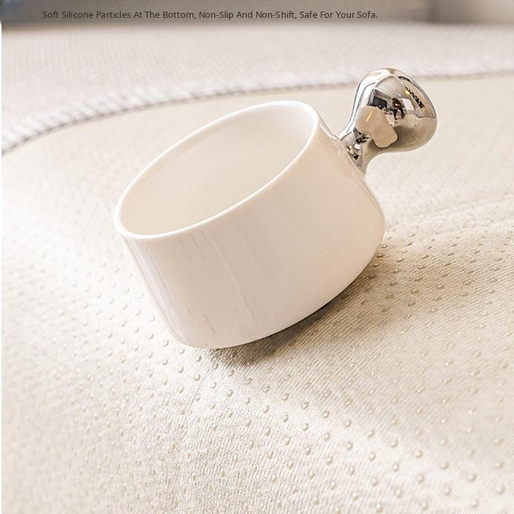 Linen-Look Sofa Cover with Contrast Edging — fabric and styling detail