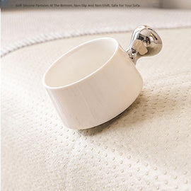 Linen-Look Sofa Cover with Contrast Edging — fabric and styling detail