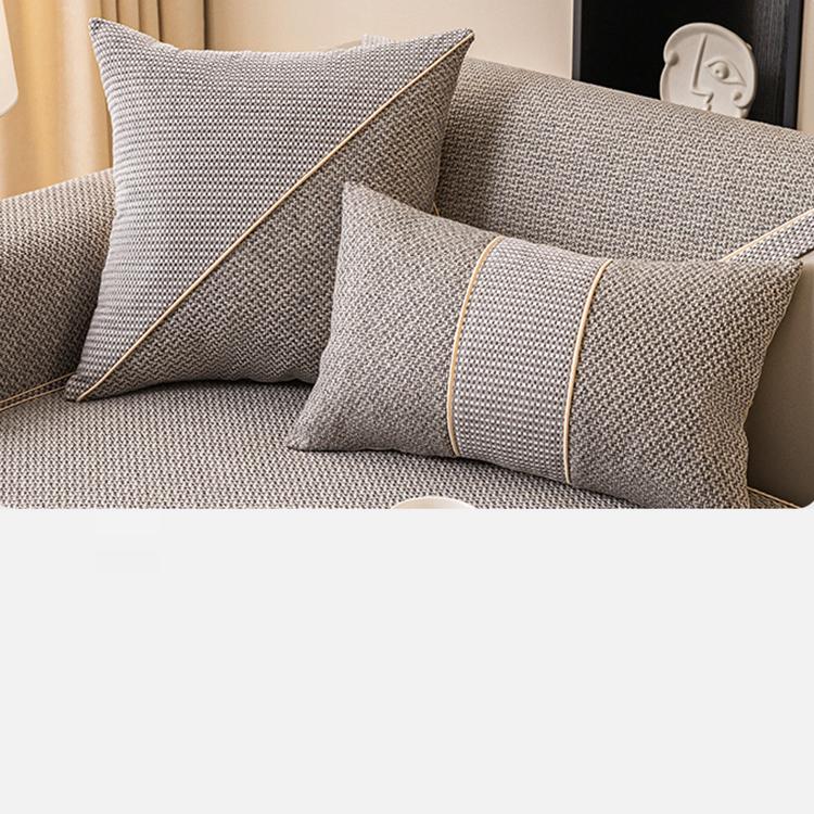 Linen-Look Sofa Cover with Contrast Edging — fabric and styling detail