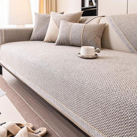 Linen-Look Sofa Cover with Contrast Edging — detail 21 1 product detail