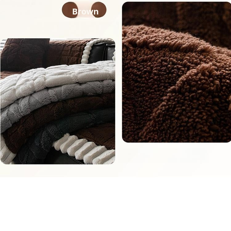 Clover-Pattern Plush Sofa Cover with Scalloped Trim — 详情_22 product detail