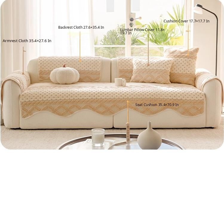 Scalloped Plush Sofa Cover with Geometric Border — 详情_28 product detail