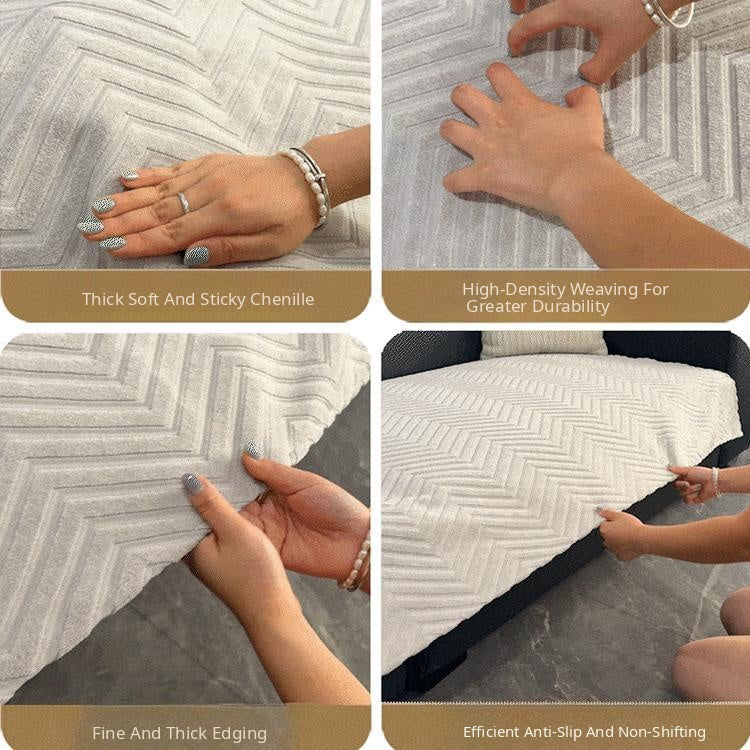 Raised Herringbone Chenille Non-Slip Couch Cover gsft-9033 Imagen secundaria del producto