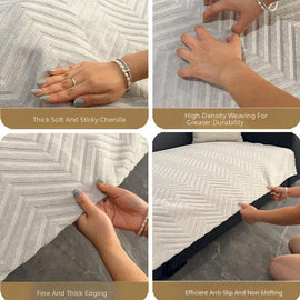 Cozy Herringbone Chenille Non-Slip Couch Cover — fabric, design and styling detail 01