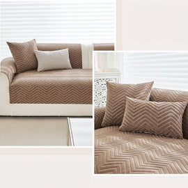 Cozy Herringbone Chenille Non-Slip Couch Cover — fabric, design and styling detail 04