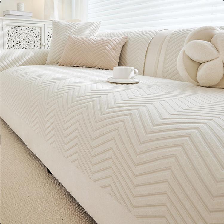 Cozy Herringbone Chenille Non-Slip Couch Cover — fabric, design and styling detail 22