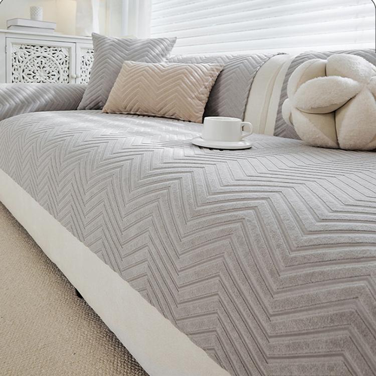 Cozy Herringbone Chenille Non-Slip Couch Cover — fabric, design and styling detail 23