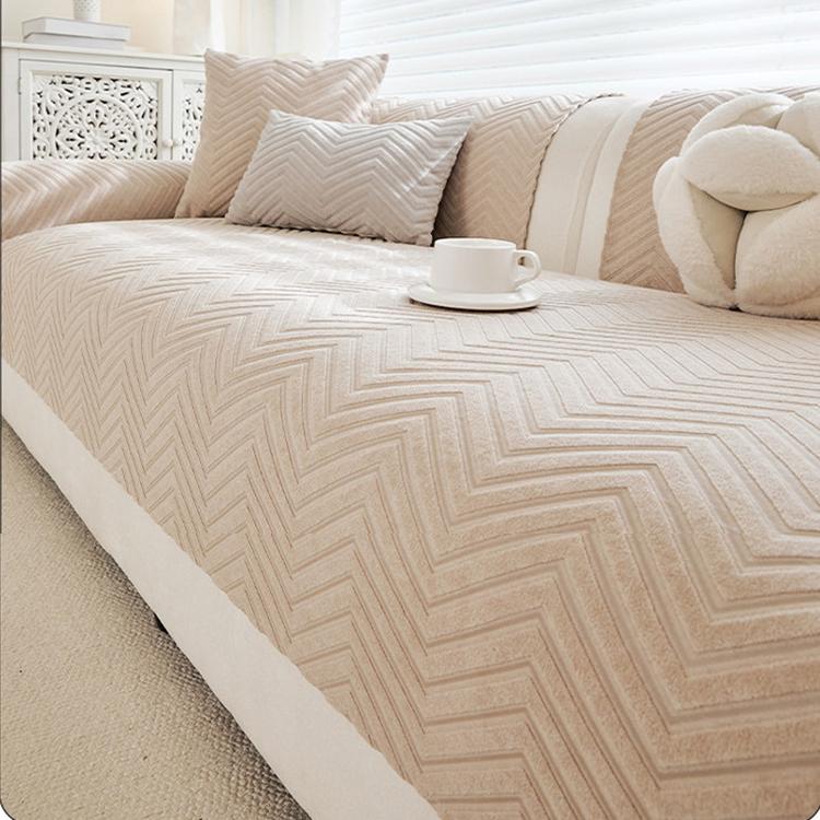 Cozy Herringbone Chenille Non-Slip Couch Cover — fabric, design and styling detail 25