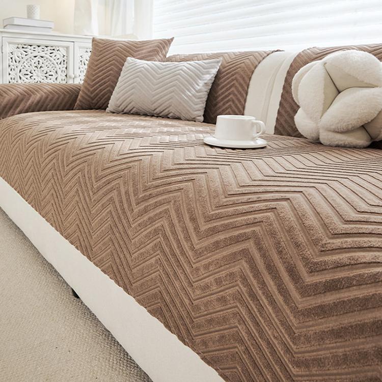 Cozy Herringbone Chenille Non-Slip Couch Cover — fabric, design and styling detail 28
