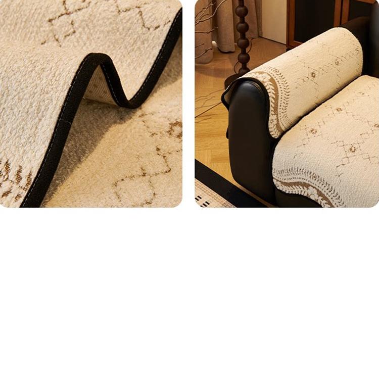 Scalloped Patterned Fleece Non-Slip Couch Cover — fabric, design and styling detail 09