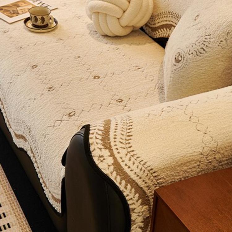 Scalloped Patterned Fleece Non-Slip Couch Cover — fabric, design and styling detail 13