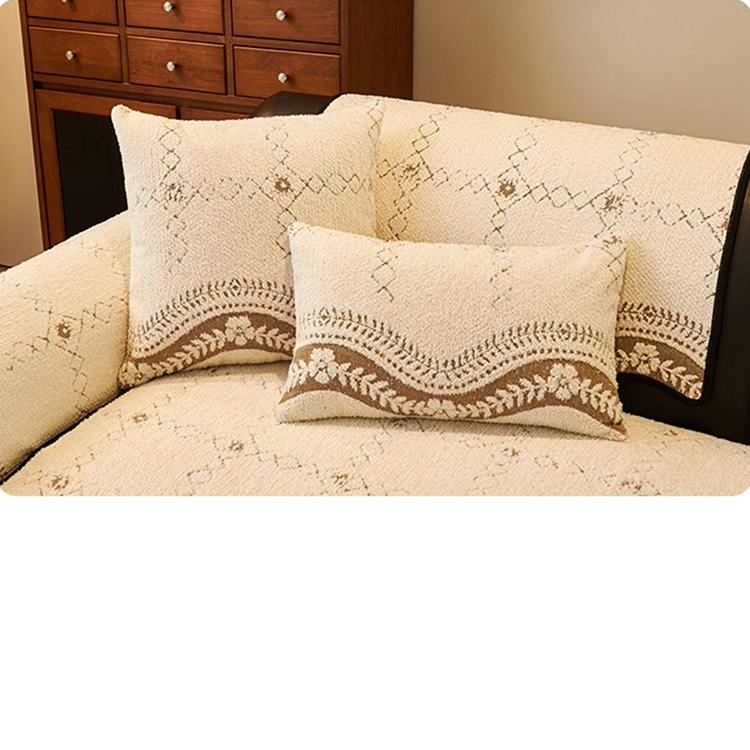 Scalloped Patterned Fleece Non-Slip Couch Cover — fabric, design and styling detail 14-2