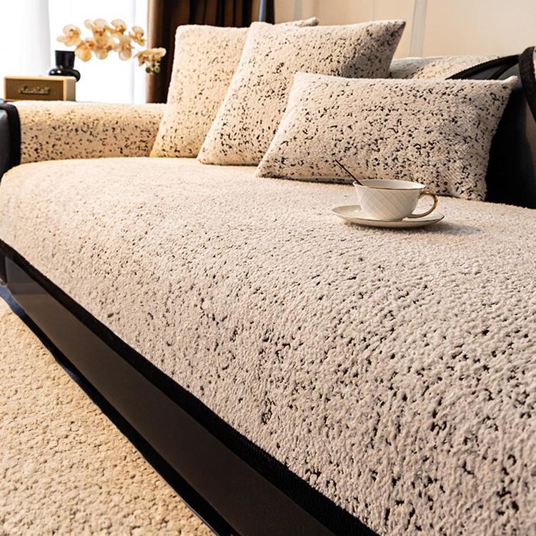 Speckled & Marbled Chenille Non-Slip Couch Cover styled on a sofa
