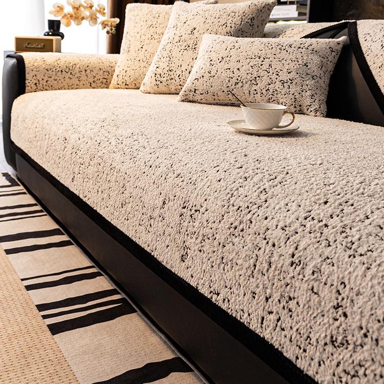 Speckled & Marbled Chenille Non-Slip Couch Cover — fabric, design and styling detail 04