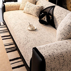 Speckled & Marbled Chenille Non-Slip Couch Cover — fabric, design and styling detail 08