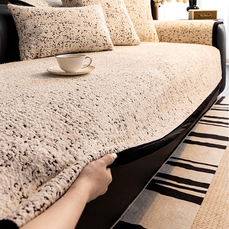Speckled & Marbled Chenille Non-Slip Couch Cover — fabric, design and styling detail 12