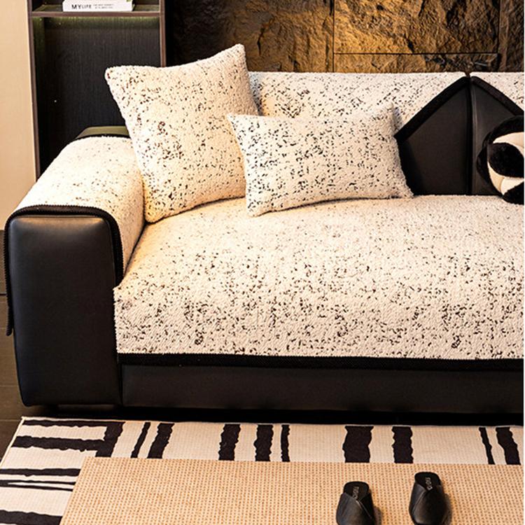 Speckled & Marbled Chenille Non-Slip Couch Cover — fabric, design and styling detail 16