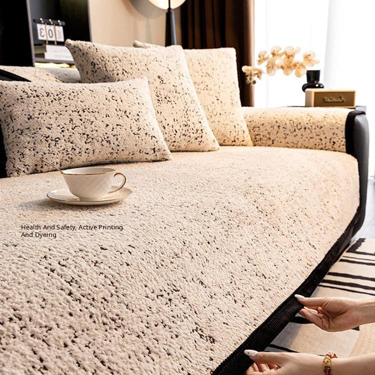 Speckled & Marbled Chenille Non-Slip Couch Cover — fabric, design and styling detail 22