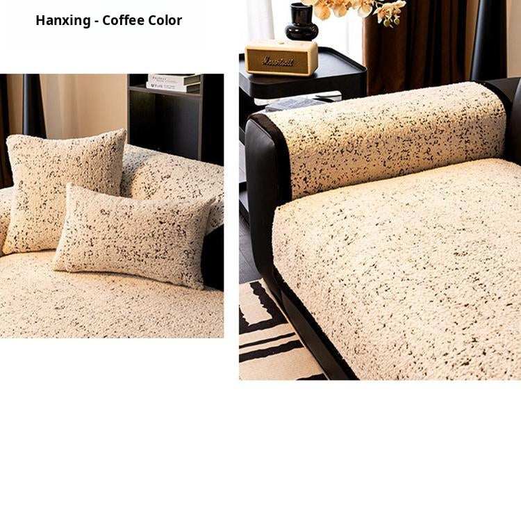 Speckled & Marbled Chenille Non-Slip Couch Cover — fabric, design and styling detail 28