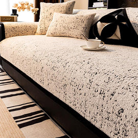 Speckled & Marbled Chenille Non-Slip Couch Cover — fabric, design and styling detail 29