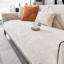 Marbled Beige couch cover — Speckled & Marbled Chenille Non-Slip Couch Cover
