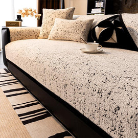 Speckled Black couch cover — Speckled & Marbled Chenille Non-Slip Couch Cover