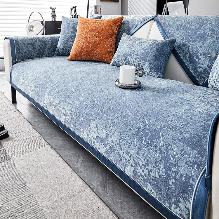 Marbled Blue couch cover — Speckled & Marbled Chenille Non-Slip Couch Cover
