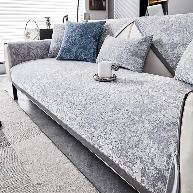 Marbled Light Gray couch cover — Speckled & Marbled Chenille Non-Slip Couch Cover