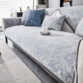 Marbled Light Gray couch cover — Speckled & Marbled Chenille Non-Slip Couch Cover