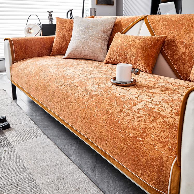 Marbled Orange couch cover — Speckled & Marbled Chenille Non-Slip Couch Cover