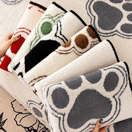 Cozy Paw Print Plush Non-Slip Couch Cover — fabric, design and styling detail 14