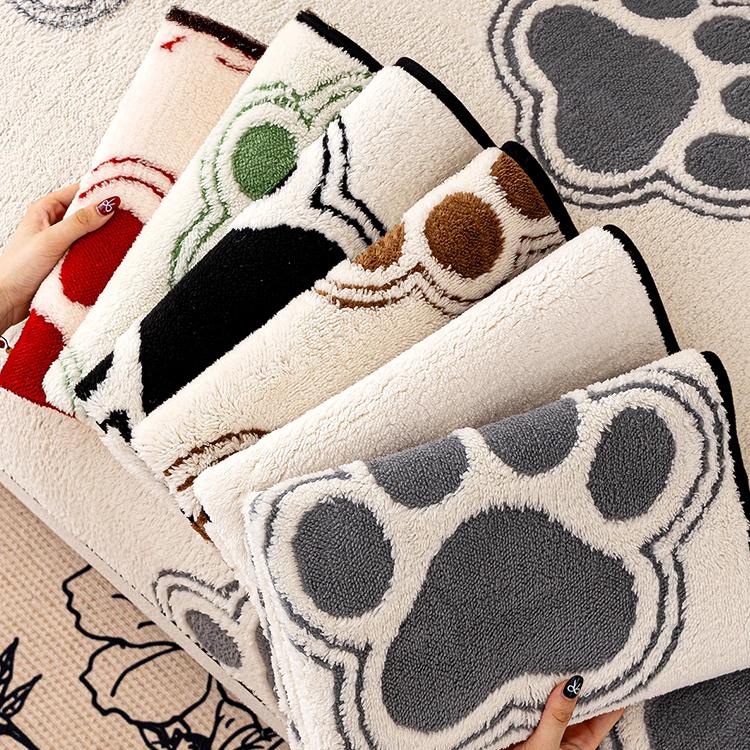Cozy Paw Print Plush Non-Slip Couch Cover — fabric, design and styling detail 14