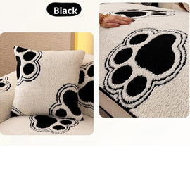 Cozy Paw Print Plush Non-Slip Couch Cover — fabric, design and styling detail 20