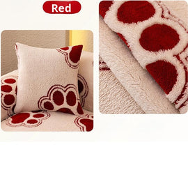 Cozy Paw Print Plush Non-Slip Couch Cover — fabric, design and styling detail 24