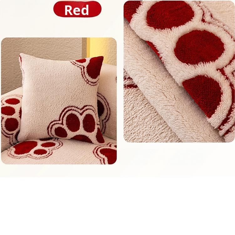 Cozy Paw Print Plush Non-Slip Couch Cover — fabric, design and styling detail 24