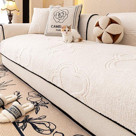 Cozy Paw Print Plush Non-Slip Couch Cover — fabric, design and styling detail 25