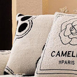  Black pillow cover — Cozy Paw Print Plush Non-Slip Couch Cover