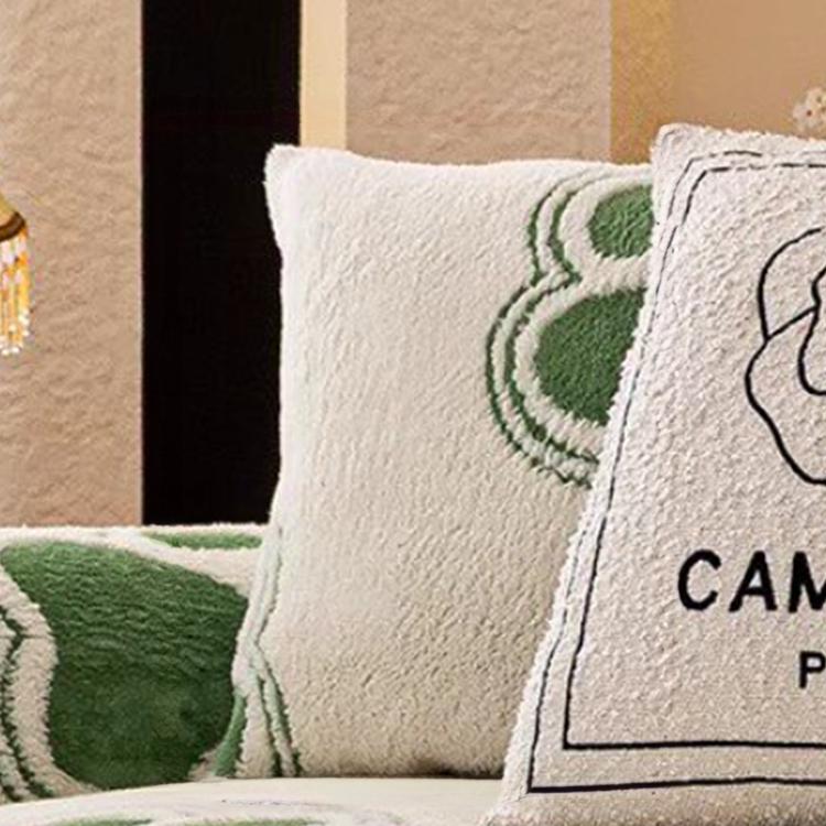  Green pillow cover — Cozy Paw Print Plush Non-Slip Couch Cover