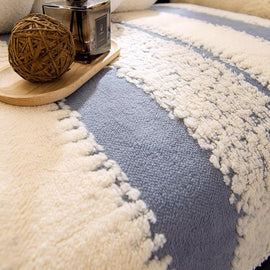 Striped & Botanical Plush Non-Slip Couch Cover — fabric, design and styling detail 22