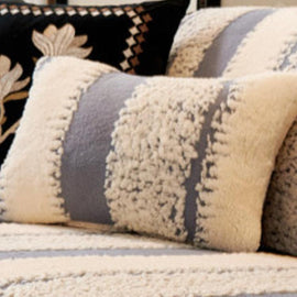 Wavy Stripes Gray pillow cover — Striped & Botanical Plush Non-Slip Couch Cover